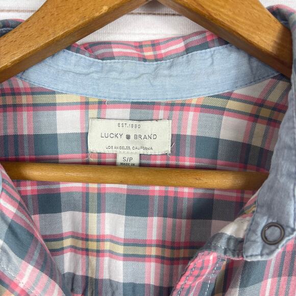 Lucky Brand Pink and Blue Plaid Blouse - Picture 4 of 6